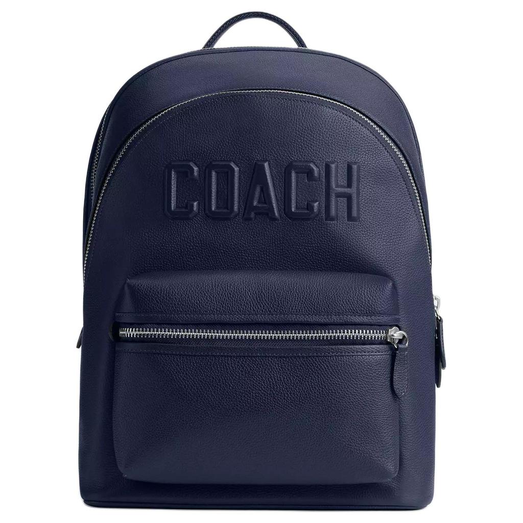 Coach Charter 30 Logo Zip Closure Leather Backpack Large Men backpack Dark-Blue CV928-DEB