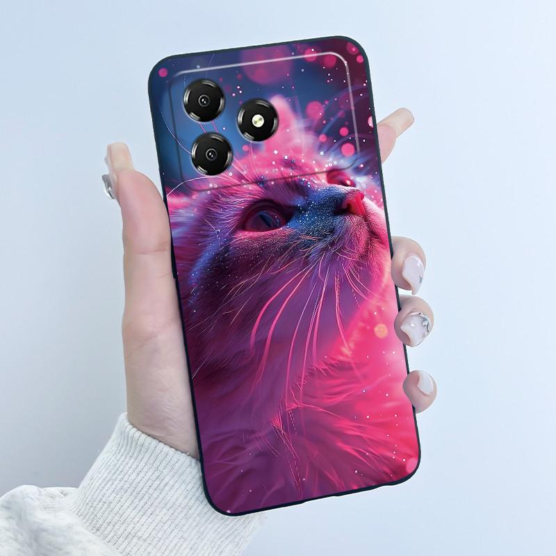 Милый Мультяшный Чехол Для ZTE Blade A36 Печатный Корпус Защитная Крышка Мягкий Силикон Черный Корпус