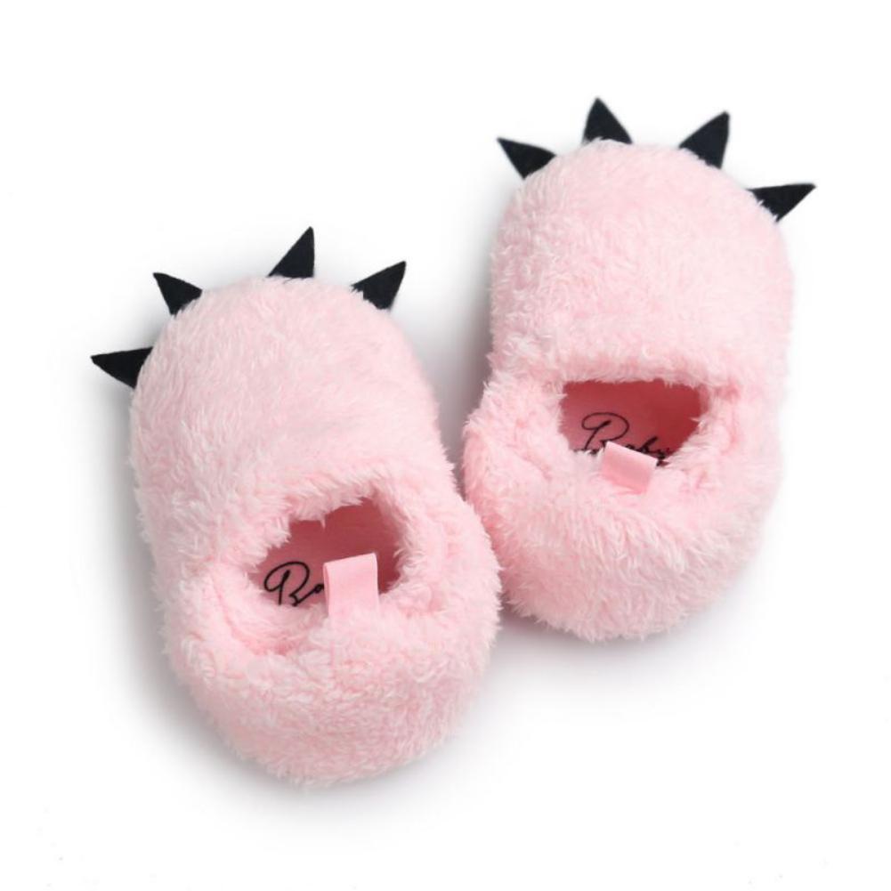 Newborn Baby Shoes Plush Furry House Slippers Leopard Bear Paw Boys Girls First Walkers Crib Shoes Non-slip Prewalkers 0-18M