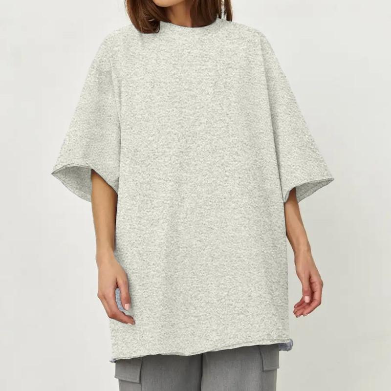 Весенне-летняя хлопковая футболка 260 г, однотонные женские свободные топы с короткими рукавами и короткими рукавами