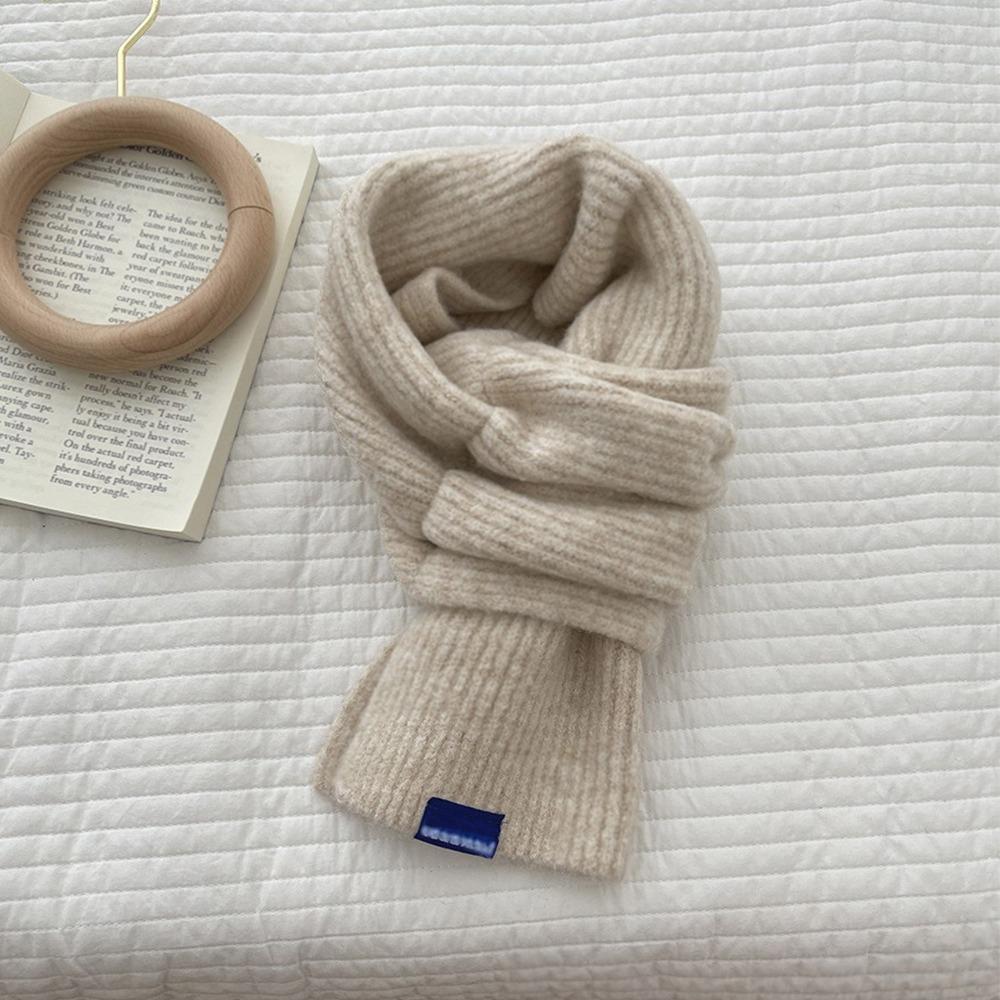 Однотонный зимний теплый шарф, утолщенный шерстяной шарф с перекрестными вязками, модный вязаный шарф Y2K унисекс