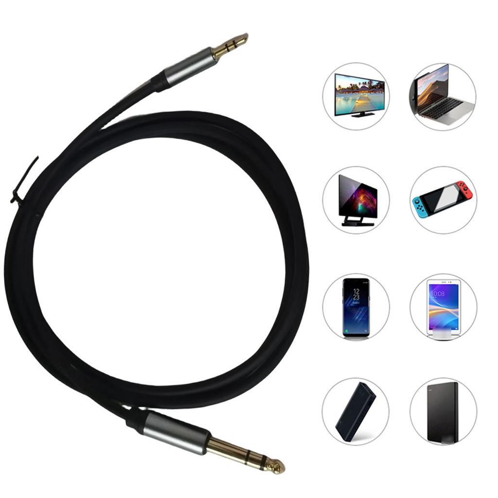 6.35mm 3.5mm Audio Cable Male To Male for Electric Guitar Mixing Console Powered Speaker Electronic Drum Noise Reduction