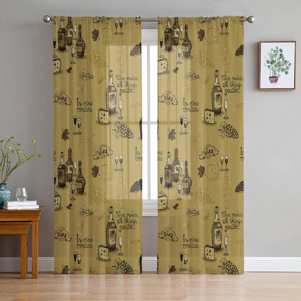 Pub Sign With Glass Of Beer Sheer Curtain For Living Room Bedroom Voile Curtains For Window Organza Curtains Party Tulle Drapes