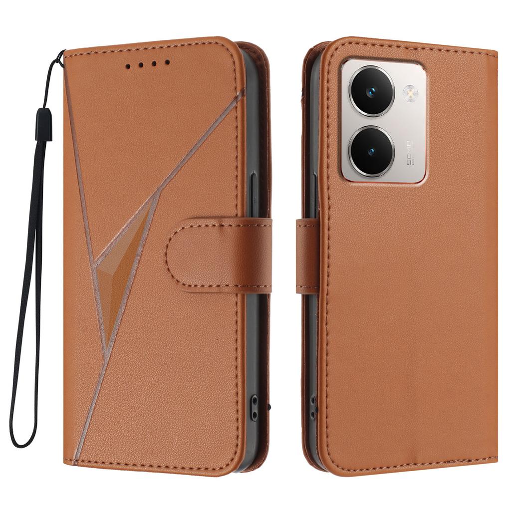 For Realme P3 Ultra 5G Case Triangle Imprint Leather Phone Cover with Lanyard