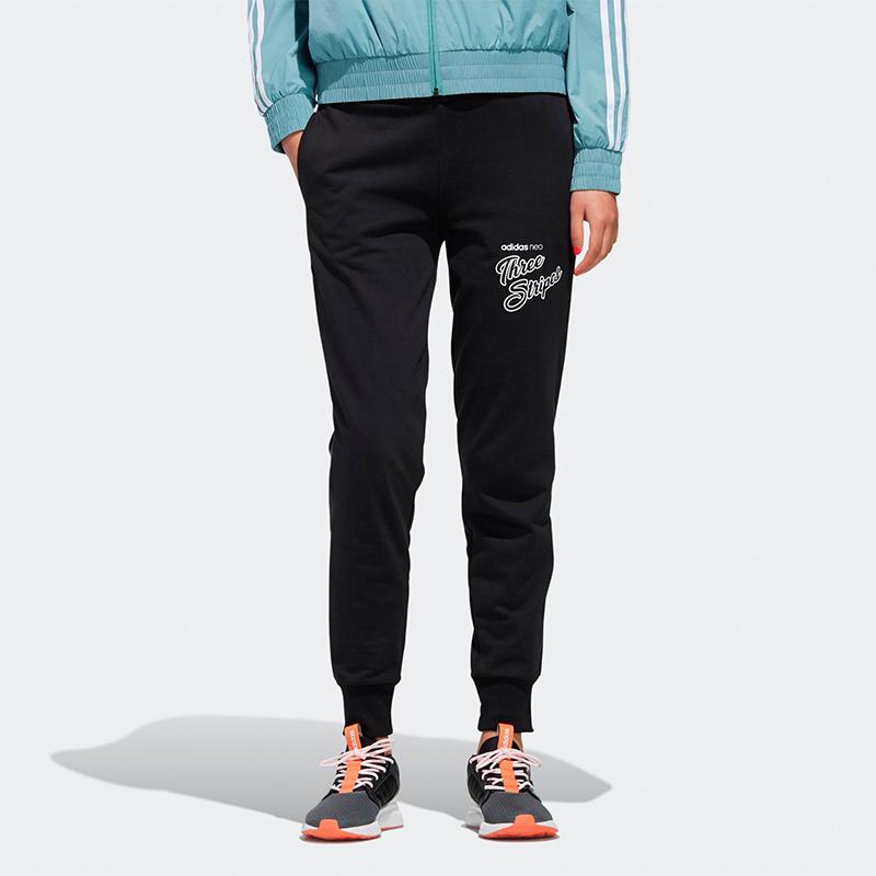 Adidas Женские облегающие трикотажные спортивные брюки с принтом Neo Letter, черные EI4272