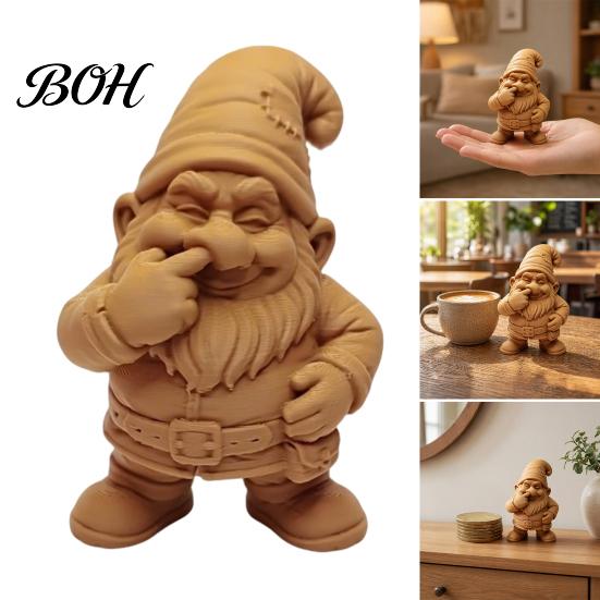 Desk Gnome Statue 3D Printed Figurine, Nose Picking Cartoon Statue, DIY Garden Figure Coloring Painting Dwarf Sculpture for Home Office Decor Ornament
