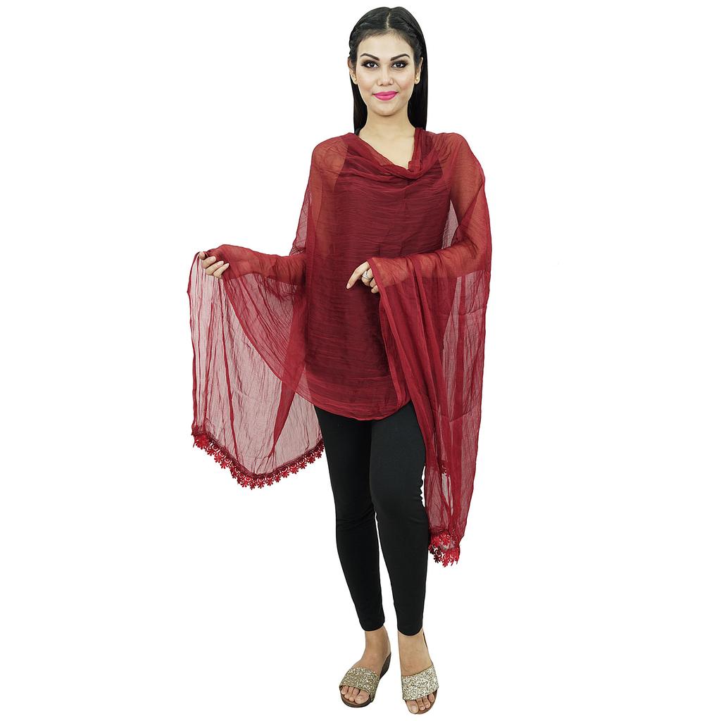 Chiffon Blend Dupatta Long Stole Women Neck Wrap Indian Scarves Chunni Beach