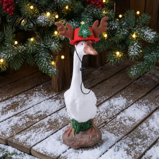 Festive Goose Clothing Accessory Christmas Porch Accessory, Deer Antler Hat, Plush Elk Santa Tree Collar, Statue Hat Apparel for 23 Inch Outdoor Yard