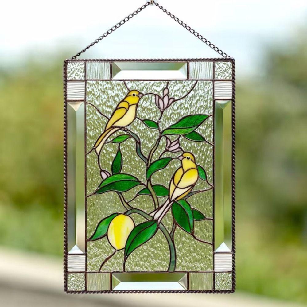 Flat Stained Window Panel Acrylic Hanging Stained Birds Panel Stained Suncatcher Home Decoration