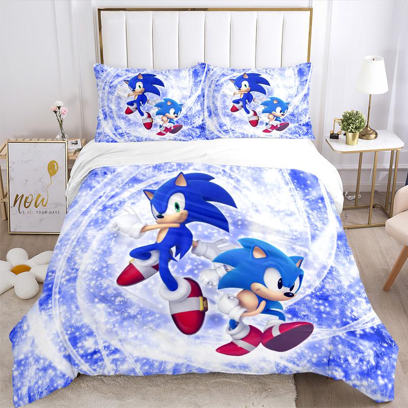 Sonic Adventure Blue Print 3Pcs Bedding Setduvet Cover With 2 Bedropillowcase Home Birthday Gift