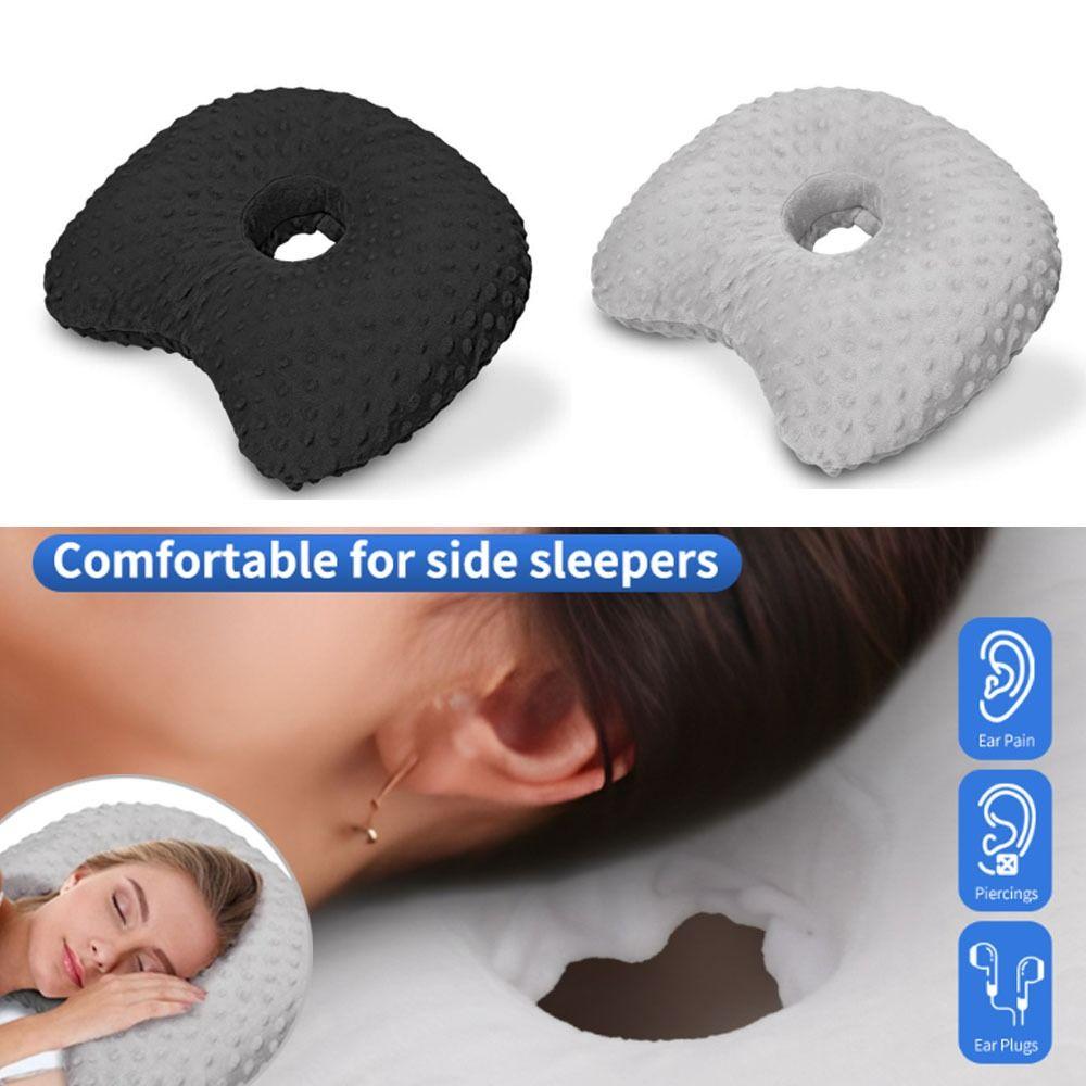 Breathable Curved Side Sleeping Pillow Cotton Filling Pillow with Ear Hole  for Ear Pain Relief