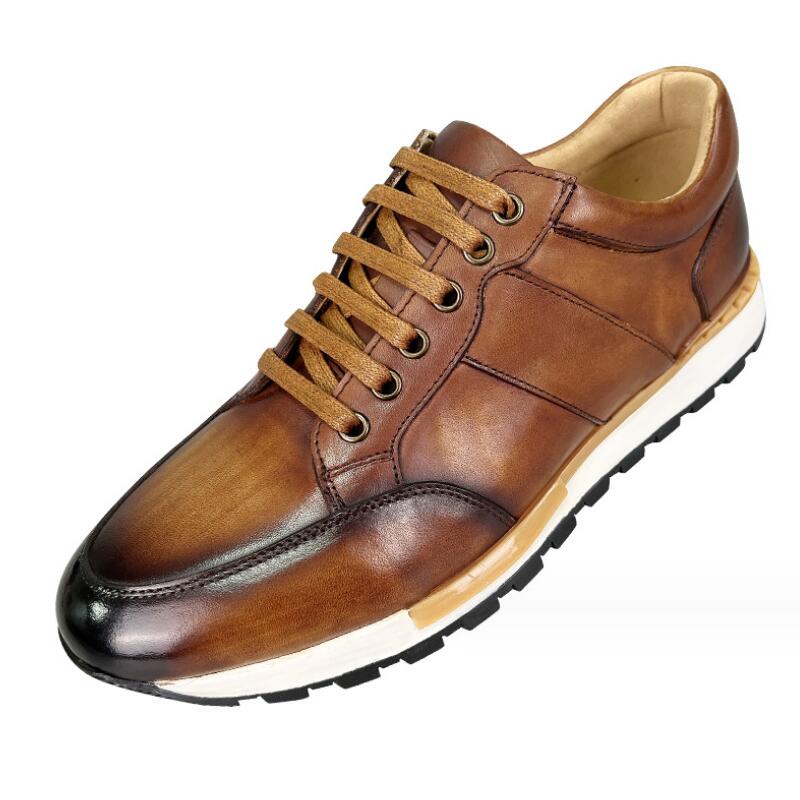 Новые модные спортивные туфли ручной работы из натуральной кожи, модные, на шнуровке, из полированной цветной кожи, деловые, повседневные, Zapatos Hombre a31