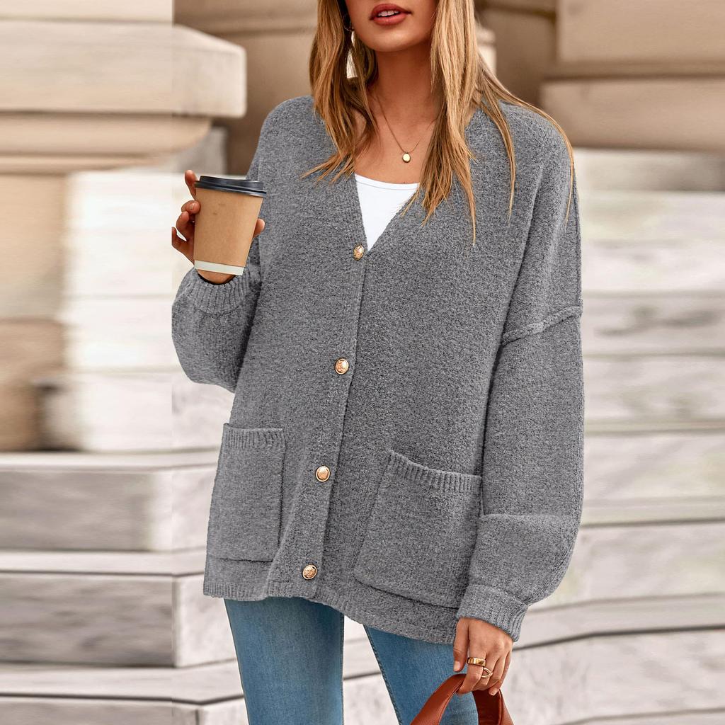 Sweaters For Women Button Long Sleeve Knit Sweater Coats With Pockets