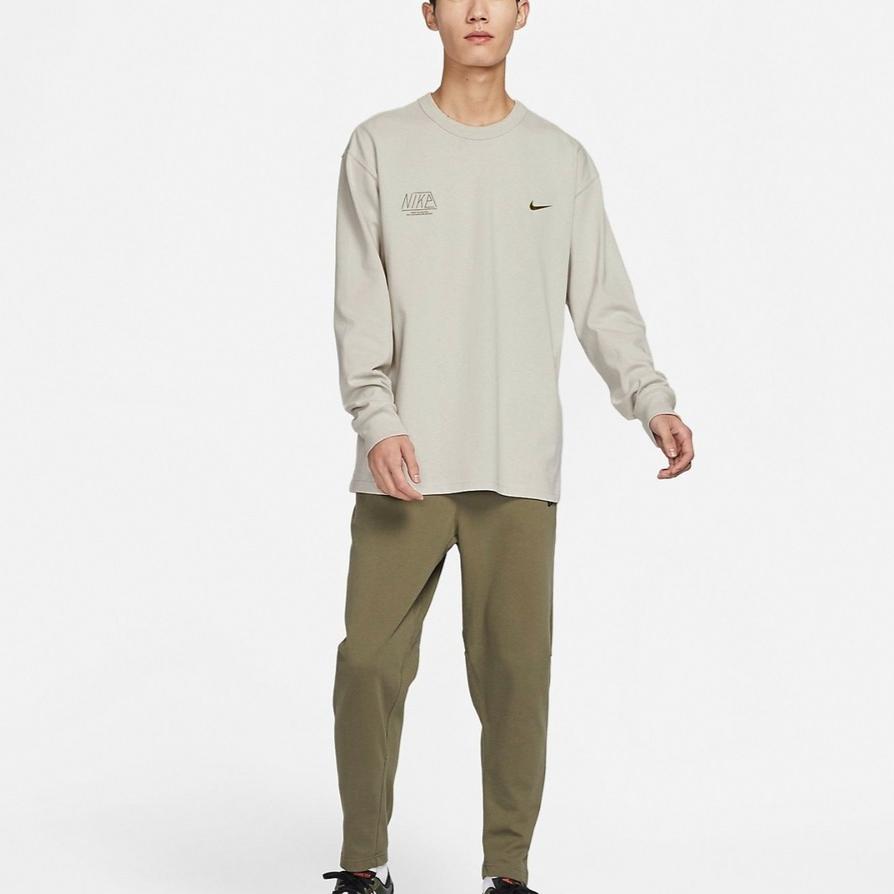 Nike Футболка с круглым вырезом и длинным рукавом с принтом логотипа и буквами, мужская, цвет молочный чай FN7095-072