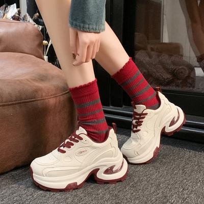 Кожаные туфли с открытыми ногами, туфли на небольшой платформе для женщин, весна-лето 2025 года, женская обувь, увеличивающая рост, универсальная спортивная обувь для женщин