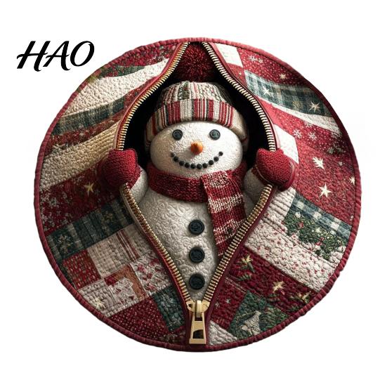 Indoor Festive Area Rug Christmas 3D Rug, Illusion Round Decorative Winter Seasonal Floor Mat, Carpet for Home Living Room Holiday Decoration Decor