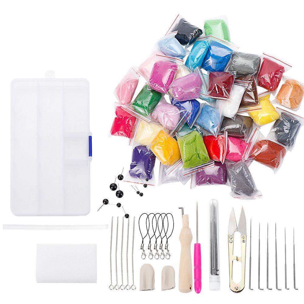 Starter Tool Kit DIY Crafts Foam Mat Needle Felting Kit Wool Roving Felting Sewing Tool Set