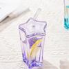 Красивая чашка с соломинкой Стеклянная чашка с пятиконечной звездой Чашка с градиентом цвета Чашка для холодных напитков Кофейная чашка с крышкой Чашка для питья