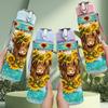1PC Sunflower Highland Cow Farm Print 750ml Color Plastic Sports Water Bottle Leakproof Flip Straw Lid Suitable for Sports Office Home Use