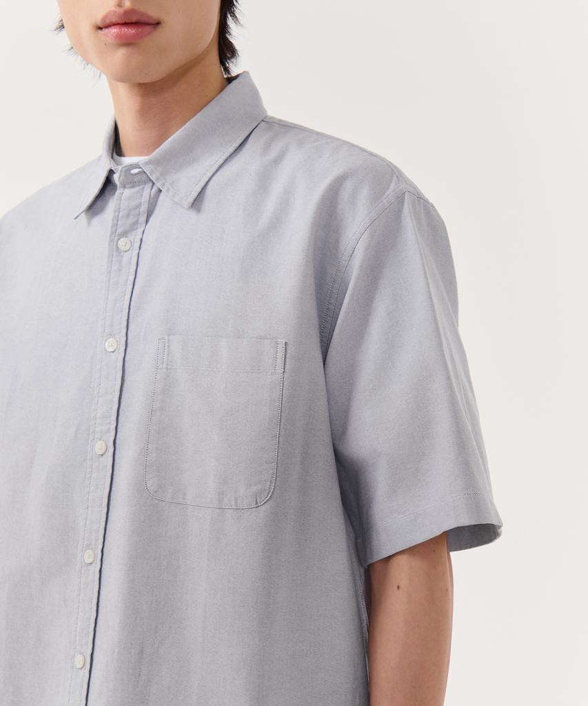 MUSINSA STANDARD Relaxed Oxford Short Sleeve Shirt [Grey]