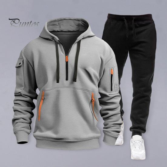 Комплект из 2 предметов: мужская толстовка, брюки, комплект с капюшоном, завязками на шнурке, длинные спортивные топы с эластичной талией, длинные брюки, однотонный мешковатый спортивный костюм
