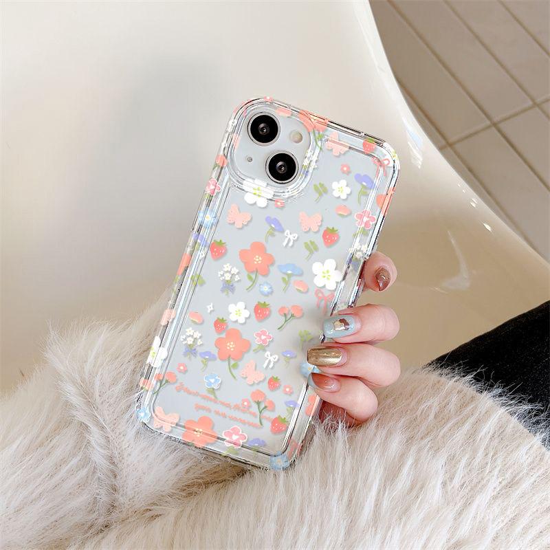 ins wind fresh small floral application iPhone17ProMax airbag mobile phone case 15 Apple 16 all-inclusive 13/14