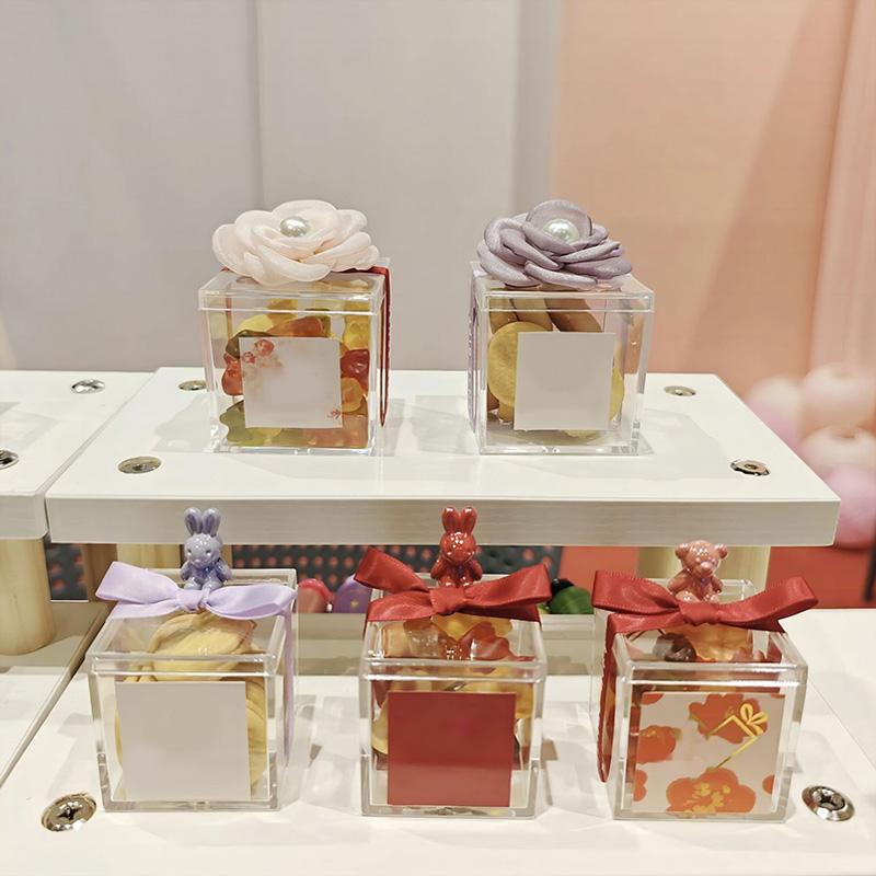 1pc With Cover Food Candy Storage Containe Mini Acrylic Square Box Transparent Plastic Storage Box