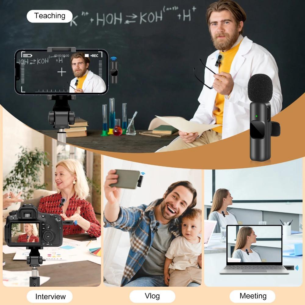 1PC New Wireless Lavalier Microphone Portable Audio and Video Recording Mini Microphone