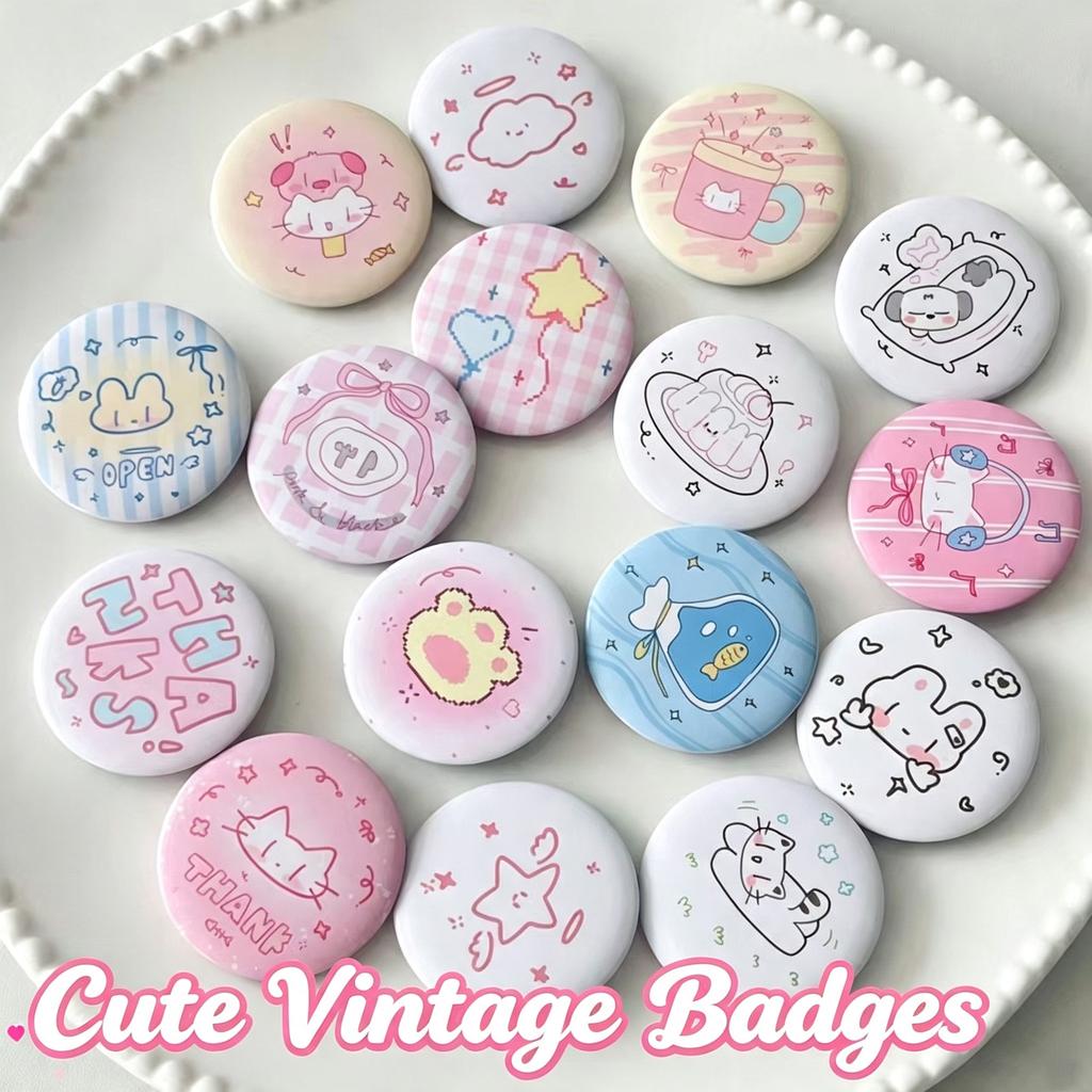 6Pcs/Set Cute Cartoon Mini Button Badge Kawaii Retro Girly Heart Backpack Pencil Bag Diy Decorative Brooch Pin Accessories Gifts