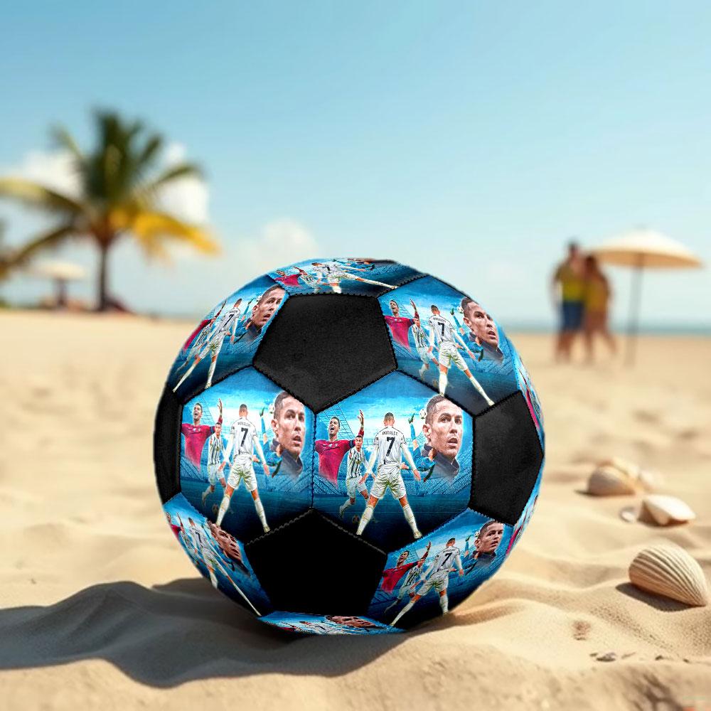 Криштиану Роналду CR7 Печать Размер 5 Футбольный мяч, Машинная строчка ПВХ, Прочный и Высокий отскок, Подходит для всех возрастов, фанатский мерч, для матчей и использования на улице.