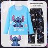 Disney Набор домашней одежды Stitch для детей Детская пижама с длинным рукавом Милый дизайн Легкая удобная ткань Набор пижам