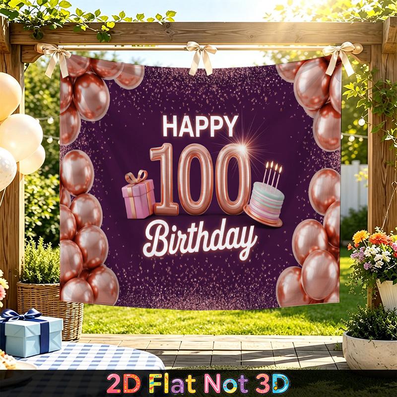 Rose Birthday Backdrop 1pc - Polyester Banner