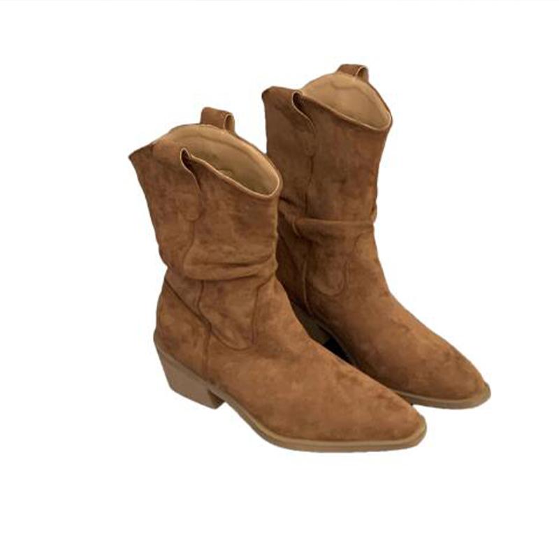 Fashion Women Suede Ankle Snow Boots Mid Heels Chunky Dress Fashion Warm Walking Boots Women 2024 Trend New Winter Designer Botas Mujer