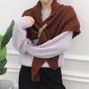 Women Knitted Open Triangle Scarf Winter New Warm Decorative Large Solid Color Shawl Cape