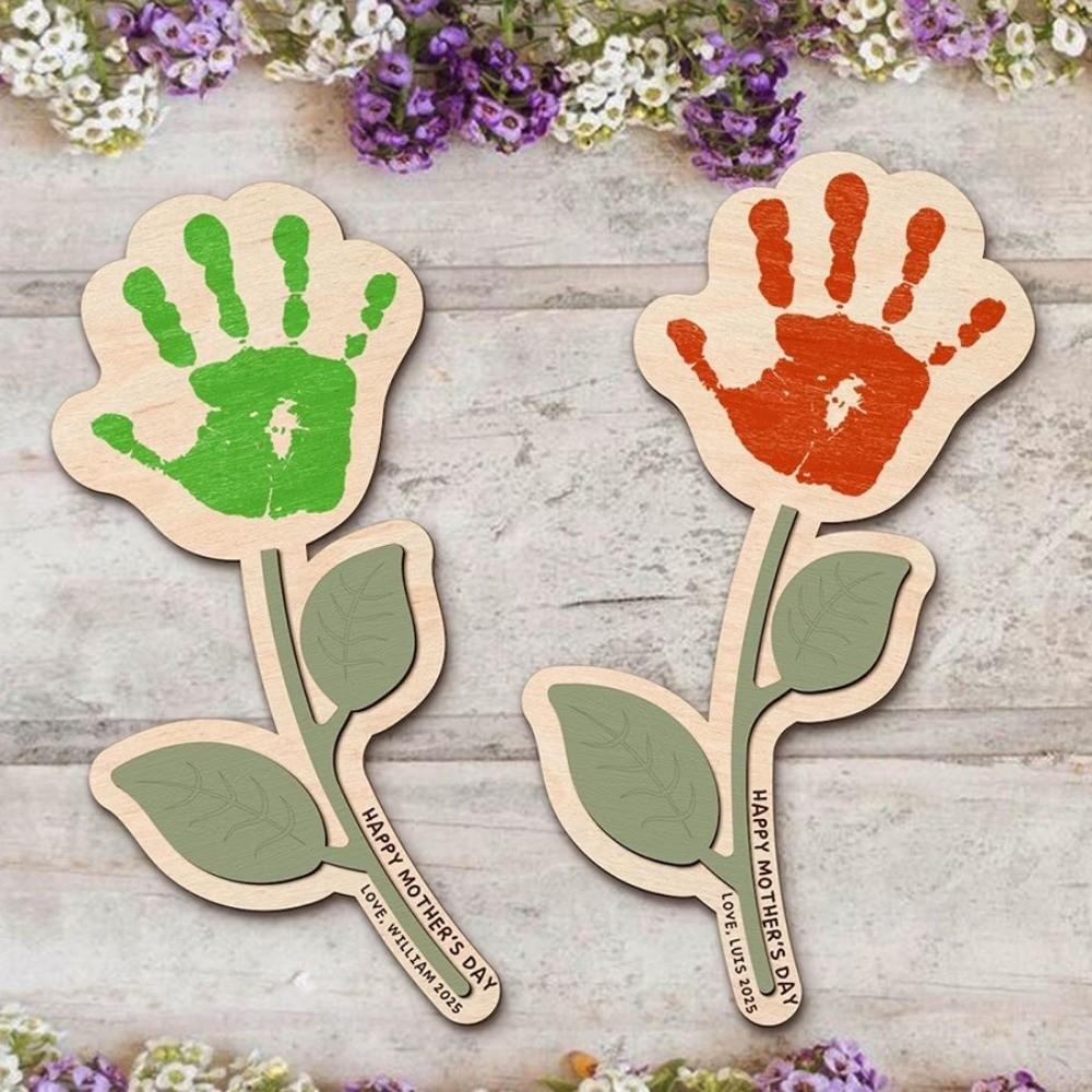 Decoration Mother's Day Plaque Hand Painted Wooden Flower Craft  Kids DIY Painting