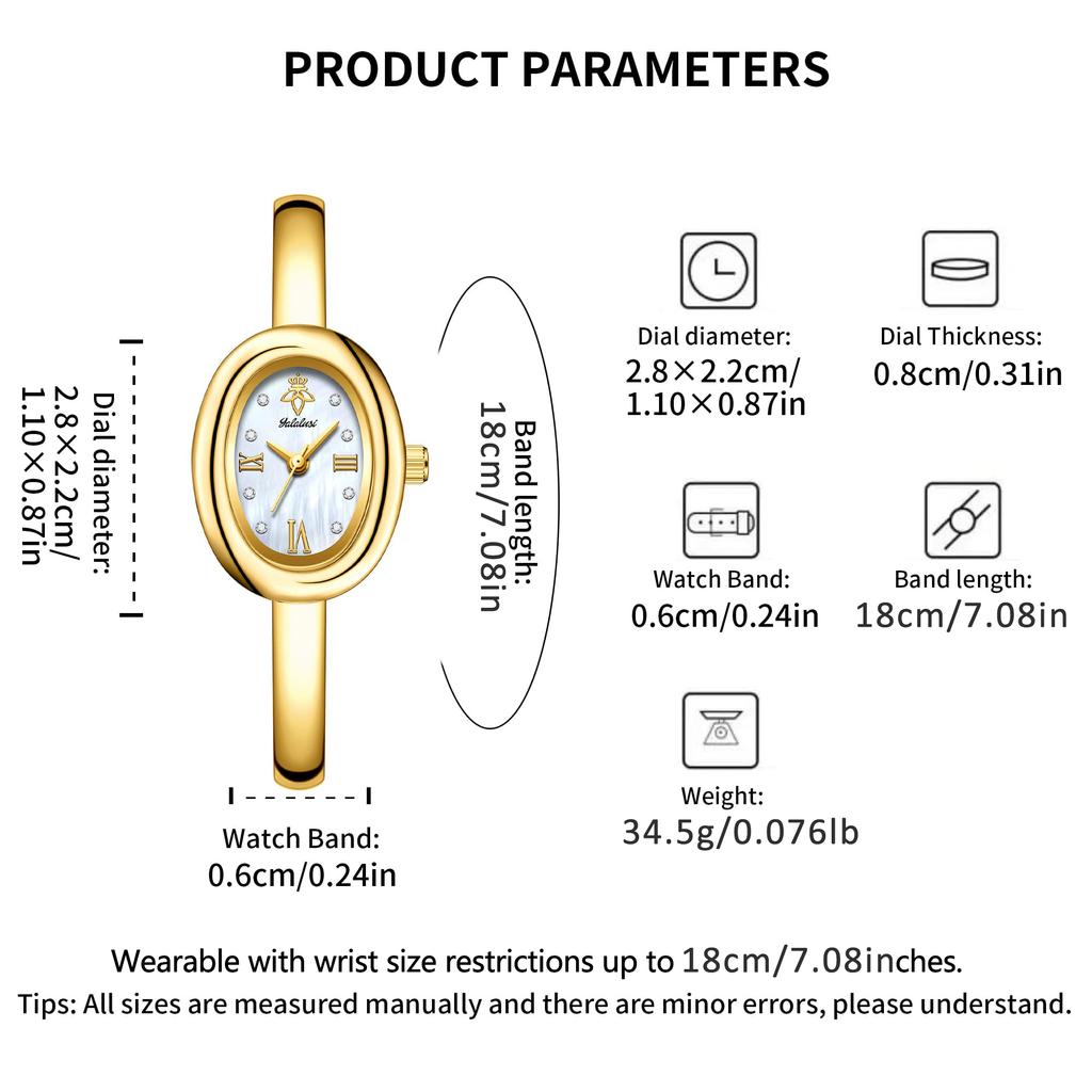YaLaLuSi Women’s Water-Resistant Quartz Watch: A Minimalist and Elegant Oval-Dial Bracelet Watch – The Perfect Gift Reloj Mujer