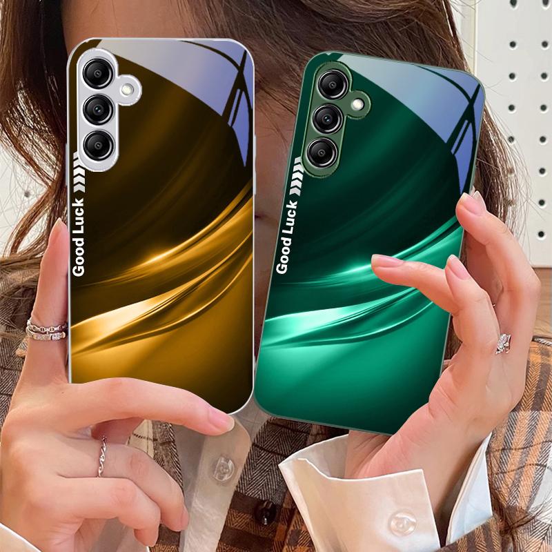 Счастливый Градиентный Волна Для Samsung Galaxy A14 4G 20 30 52 20S 21S 22 32 33 34 42 50 51 53 54 70 71 72 73 5G Стеклянный Чехол для Телефона