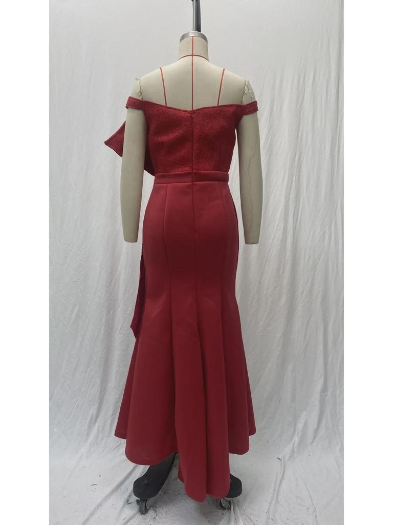 Женское платье на одно плечо весна/лето 2025 года, асимметричное кружевное, с бисером, облегающее, с рисунком в виде листьев лотоса