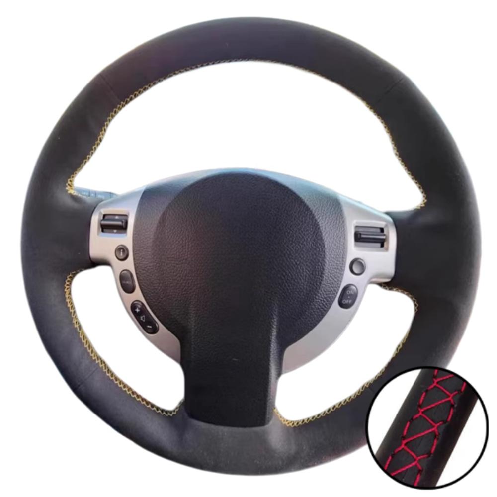 Car Interior Hand Stitched Black Suede Leather J10 X-TRAIL NV200 2008-2012 Steering wheel Cover For Nissan Qashqai
