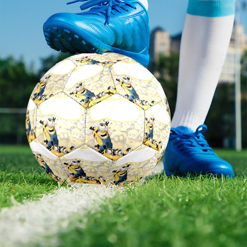 Minions Print Size 5 Soccer Ball, PU Wear Resistant Football for Match Training and Daily Practice, Birthday Gift for Soccer Fans