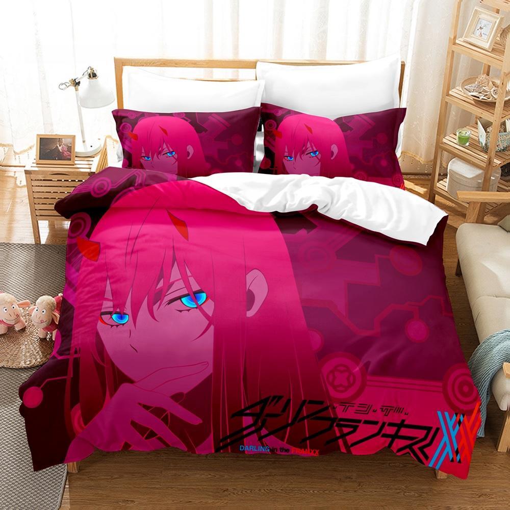 Zero Two (Darling In the FranXX) 002 Bedding Set Single Twin Full Queen King Size Bed Set Aldult Kid Bedroom Duvet Cover Sets