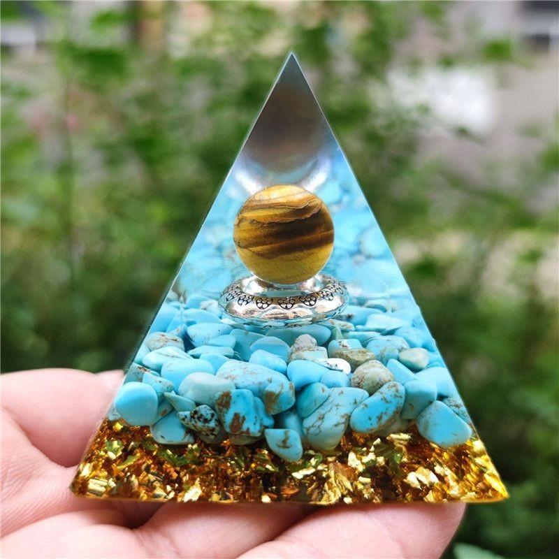 Orgonite Chakra Energy Pyramid Amethyst Crystal Home Decor Meditation Ornament Craft Gift