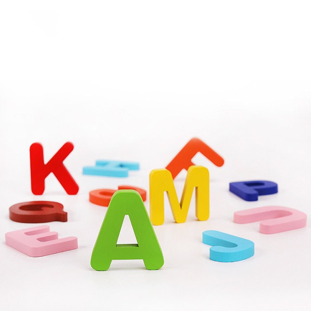 Wooden Alphabet Flash Cards Set Educational Cognitive Memory Game Kids Preschool