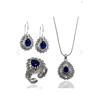 Синий камень Филигрань Серебряный женский тройной набор Стерлинговое серебро 925 пробы Аутентичные