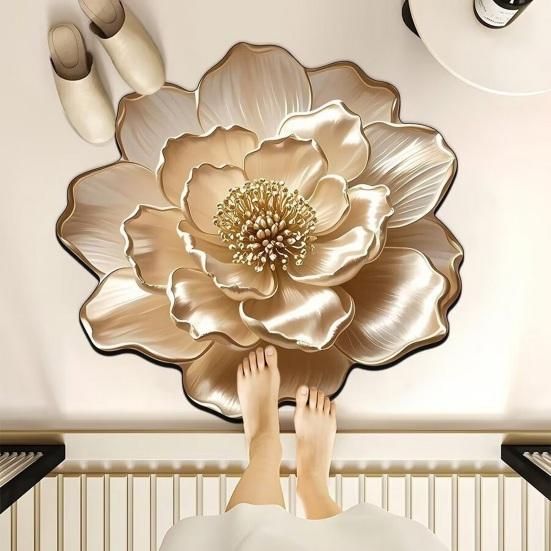 3D Цветочный коврик для пола Нескользящий Реалистичный Цветочный коврик для ванной Декоративный ковер в форме цветка Придверный коврик для гостиной, спальни, прихожей