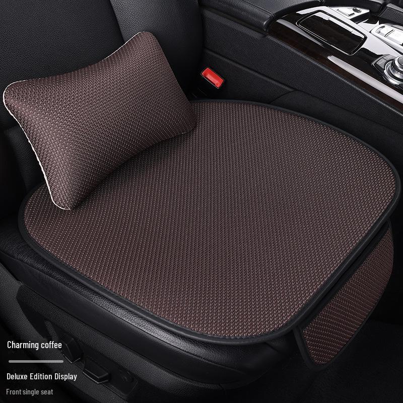Комплект подушек для автомобильного сиденья из дышащего ледяного шелка для любого сезона, цельная конструкция с функциями вентиляции и комфорта.