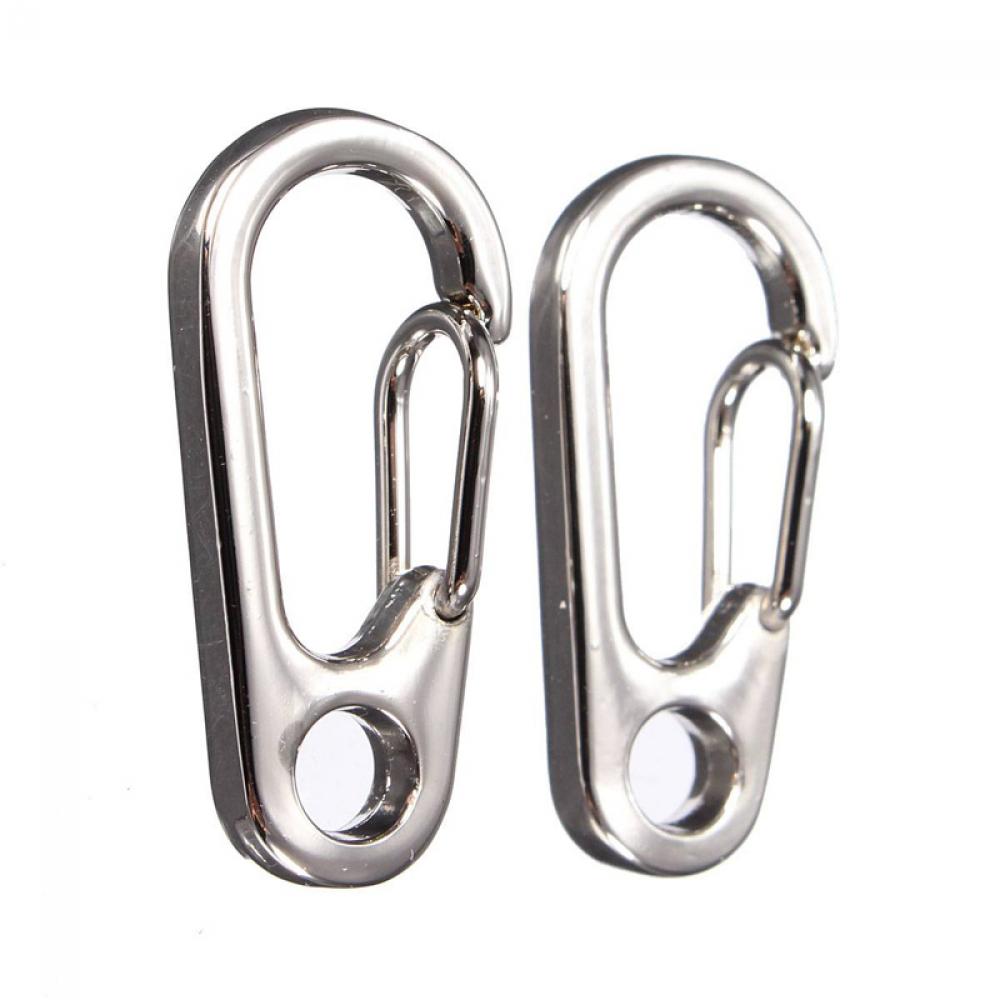 Pair New Tool Clip Spring Buckle Split Ring Keyring Stainless Steel Carabiner