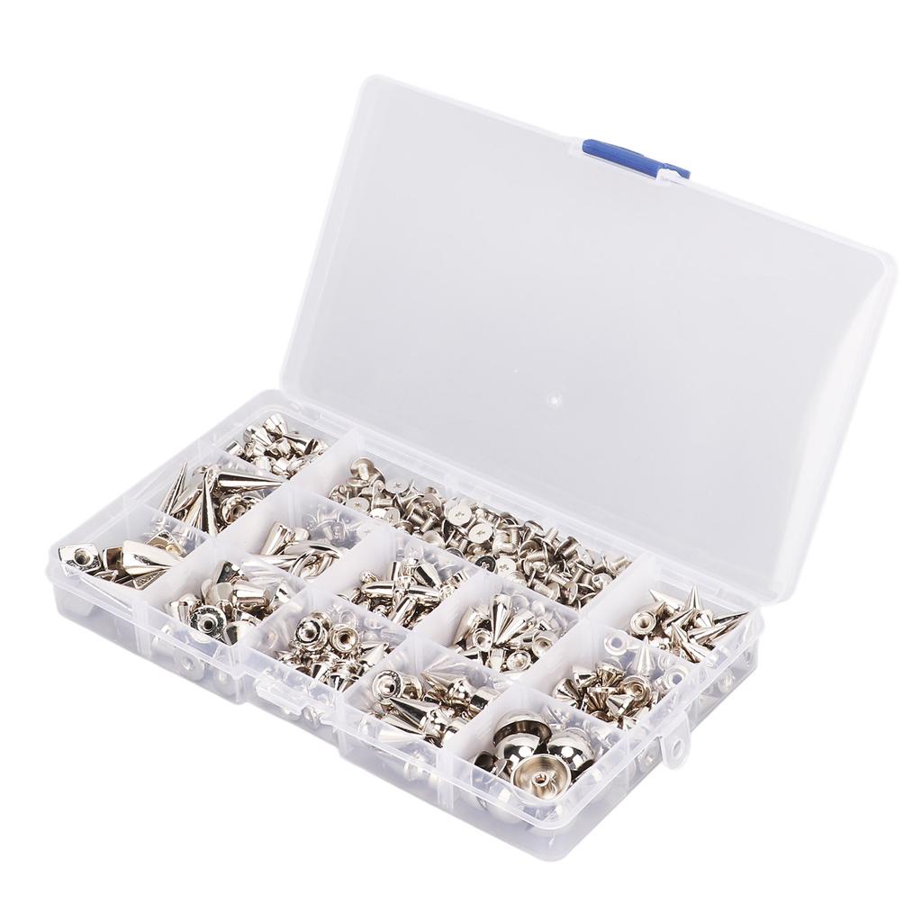 270Pcs 12 Styles Punk Rivet Kit Fine Workmanship Smoothly Durable Zinc Alloy Material Leather