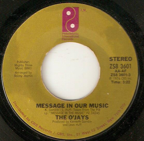 7-дюймовая пластинка OJAYS Message In Our Music ZS83601 Филадельфия в 1976 году US SoulFunk Б/у