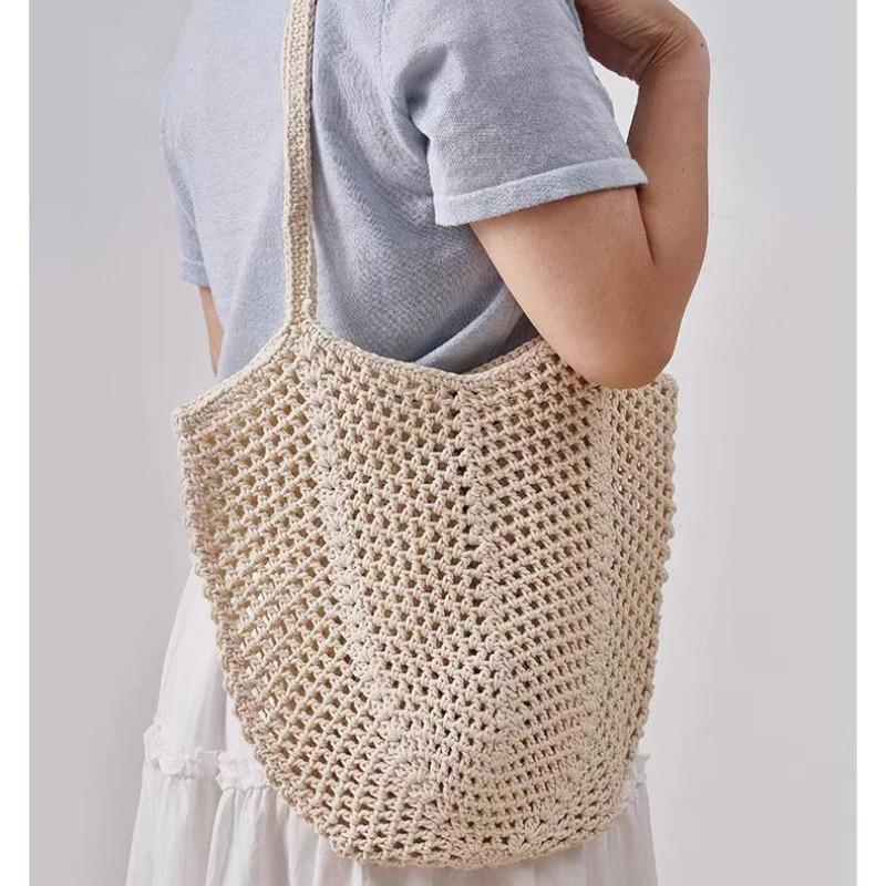 Ручная складная хозяйственная сетчатая сумка из хлопка, многоразовая сетчатая сумка для фруктов, вязаный сетчатый карман с прорезями для кухонного хранения